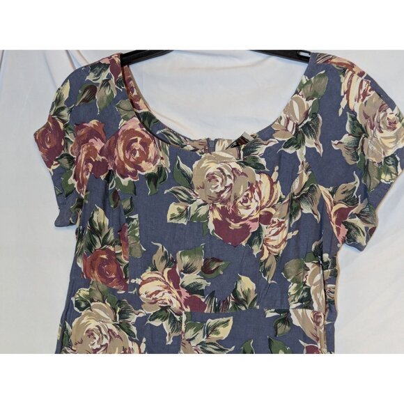 Vintage Jonathan Martin Floral Print Rayon Dress Size 11 - Picture 2 of 7